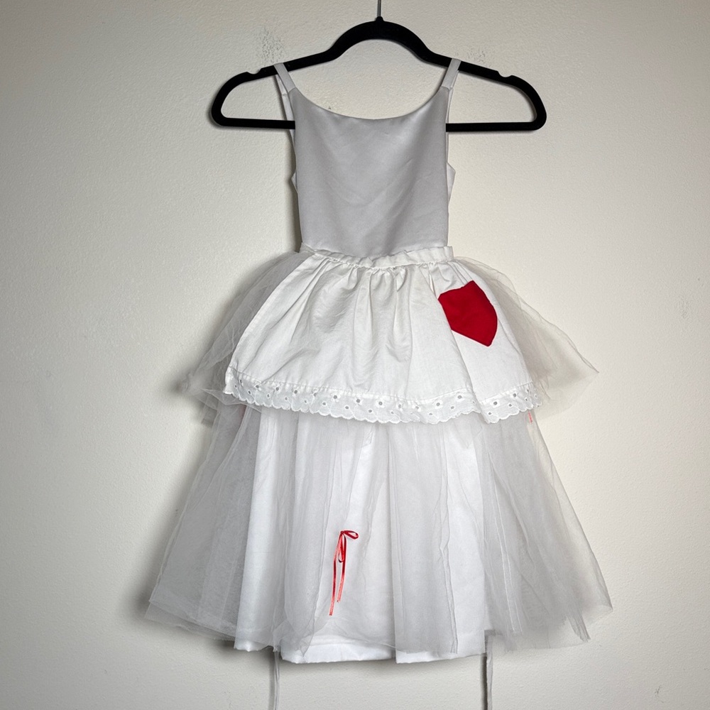 US ANGELS White and Red Kids tulle heart apron  Costume dress up Dress Size 6